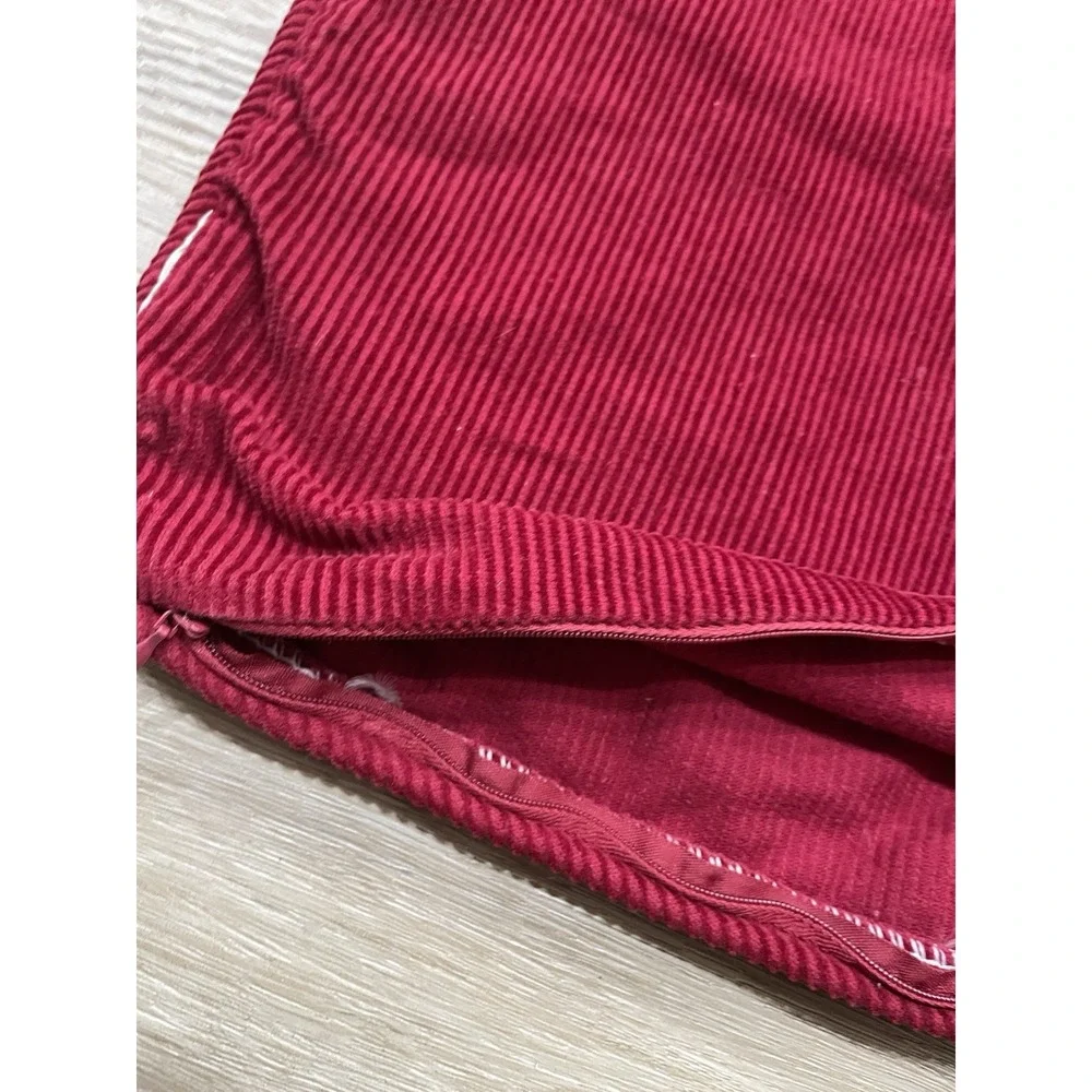 Vtg Pr Ralph Lauren Embroidered LRL CREST Red Corduroy Cotton Pillow Cover 18x20